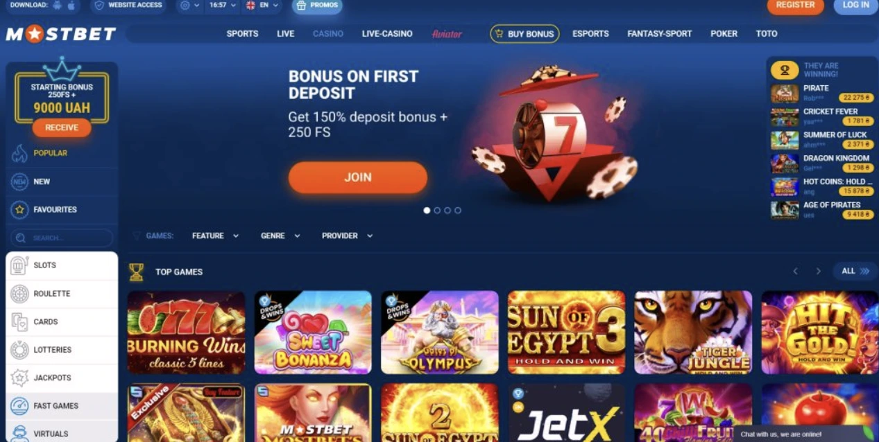 Interface Mostbet Casino Maroc